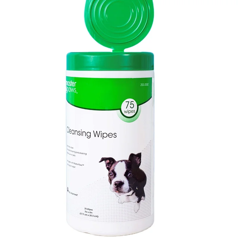 customized organic pet cleaning wet wipes dog cat dental teeth disposable  pet grooming glove alcohol free canister