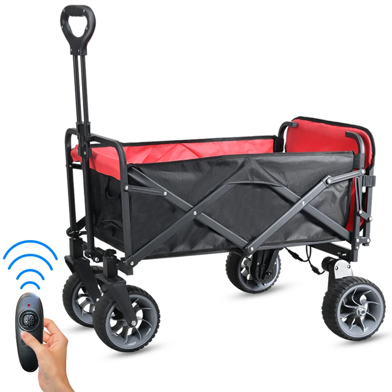 Beach Carts with Big Wheels&Side Pocket&Dustbag Large Capacity Folding Wagon for Shopping New Wave Sports Wagon-Grey