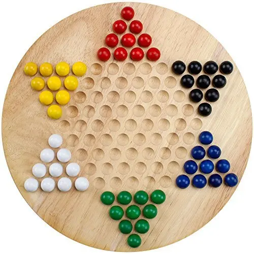 Wooden Chinese checkers tin box metal board game checkers and chinese checkers puzzle game