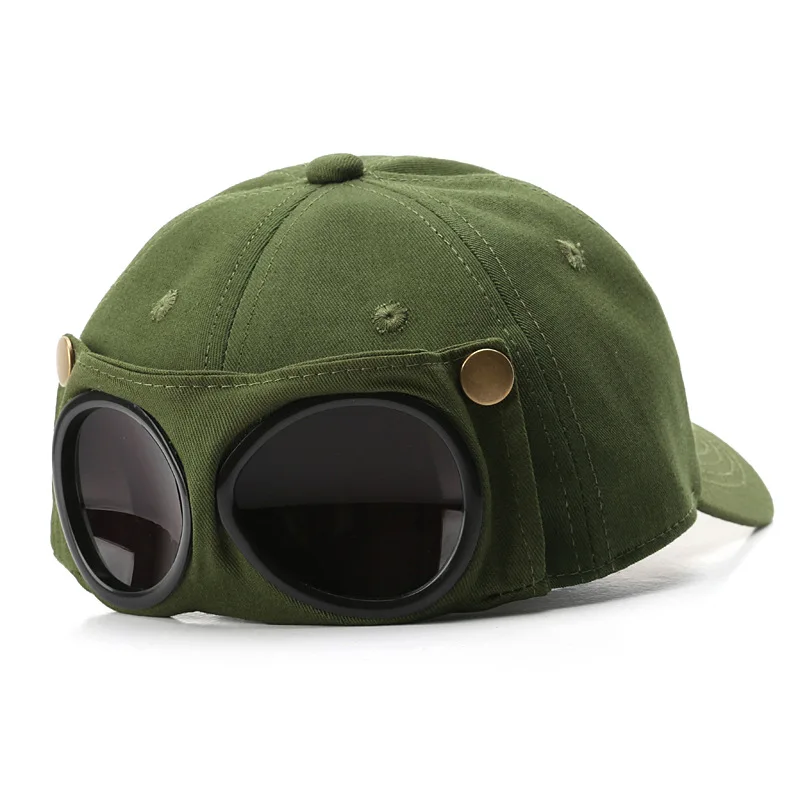 HT-521 Fit Pilot Men Cap Luxury 6 Panel Baseball 6 Panel Low Profile Baseball Cap Two Glasses Hat