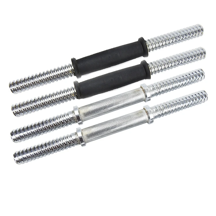 Factory Wholesale Chromed Dumbbell Bar 14 inch Dumbbell Handle Screw Thread Dumbbell Bar with spring collars