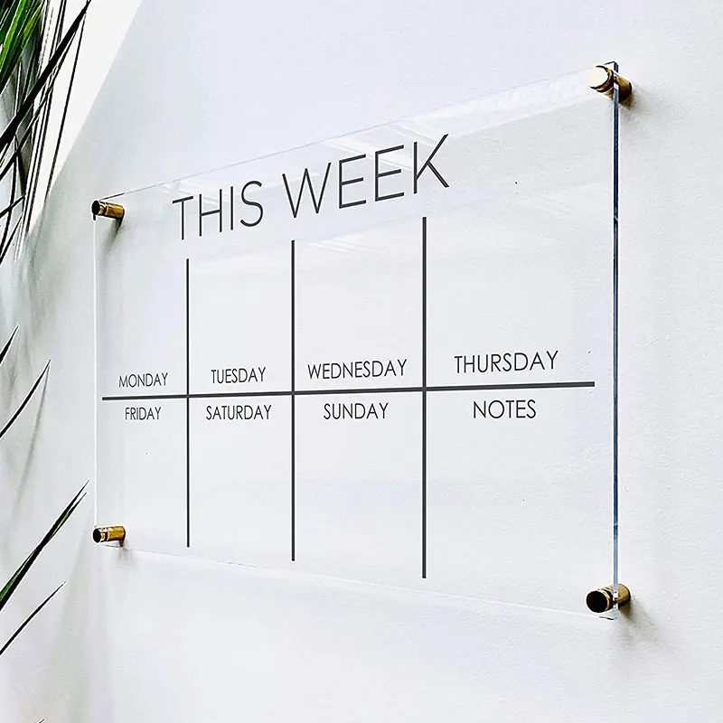 Factory Wholesale Custom Printed Wall Calendar Monthly Weekly Planner Transparent Acrylic Calendar for Fridge