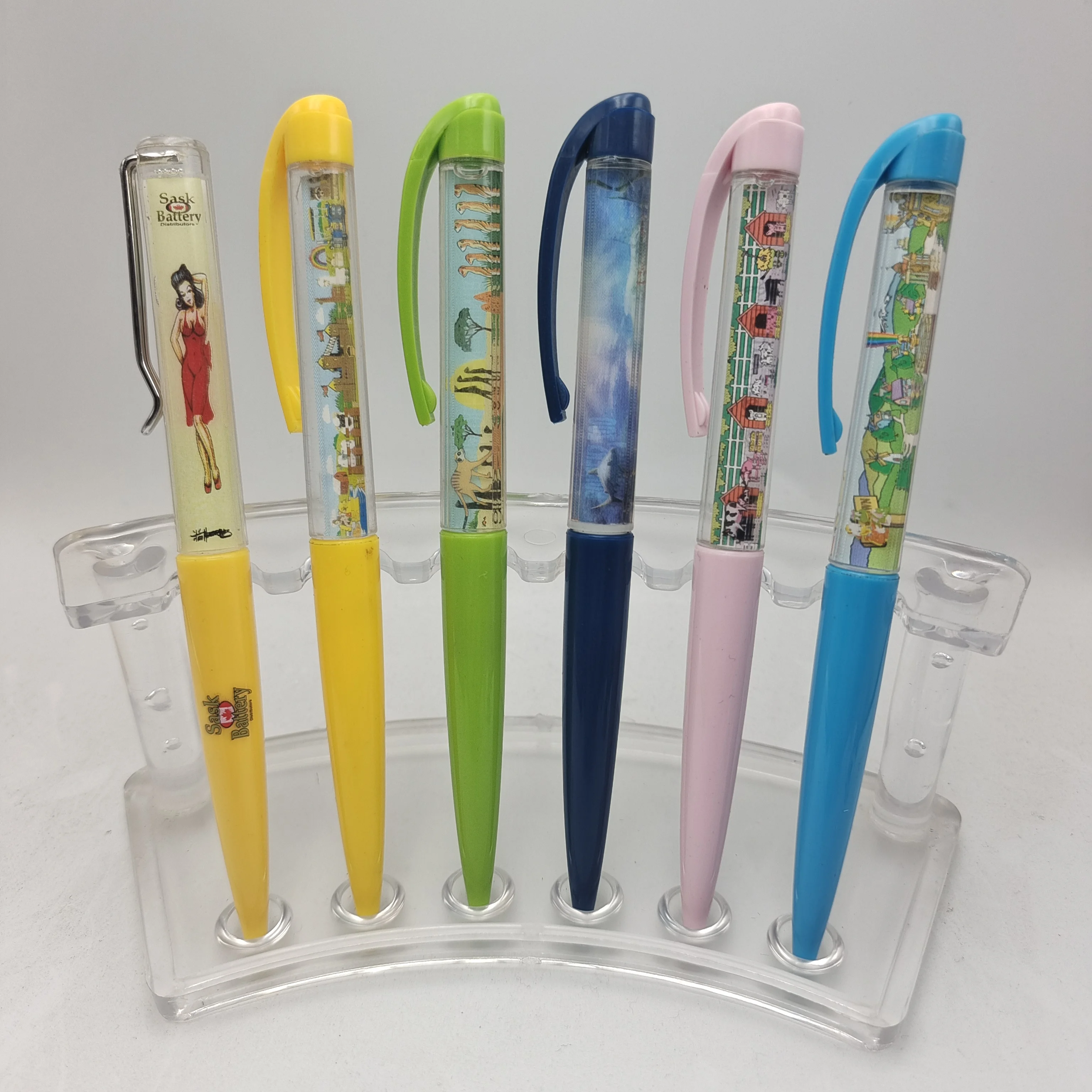 Cute cartoon float art pens liquid floating pen custom ice cream design beauty clothing floating pens display racks
