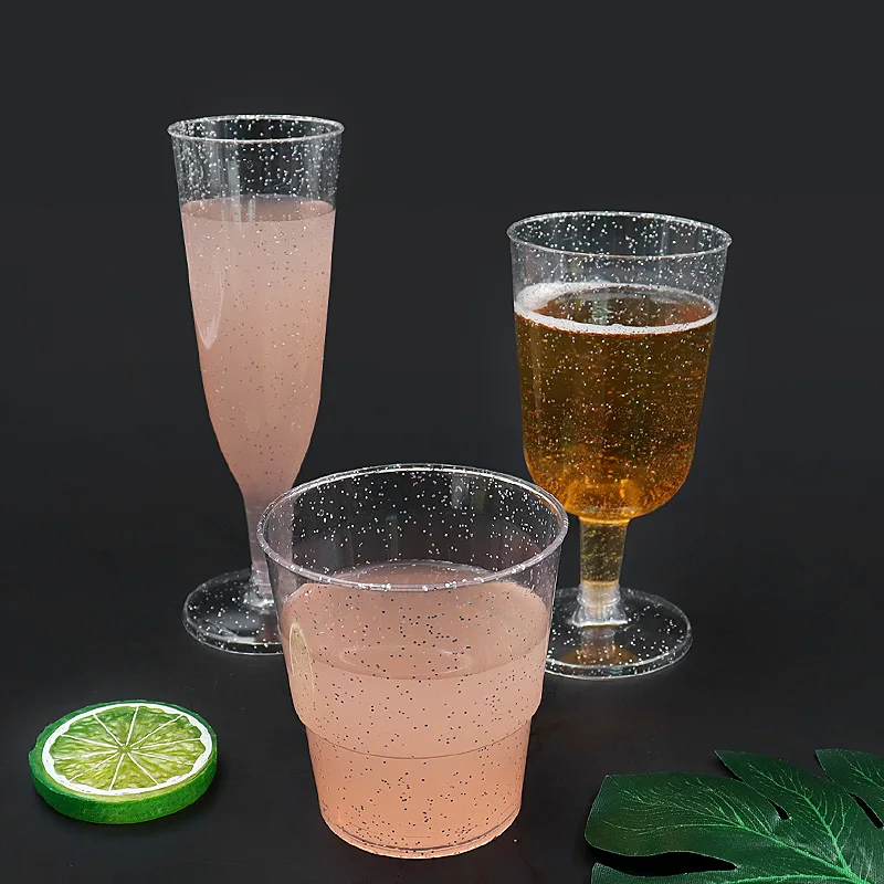 personalized disposable wine glass hand drink party PS  material 20cl clear plastic wine glass cup with transparent