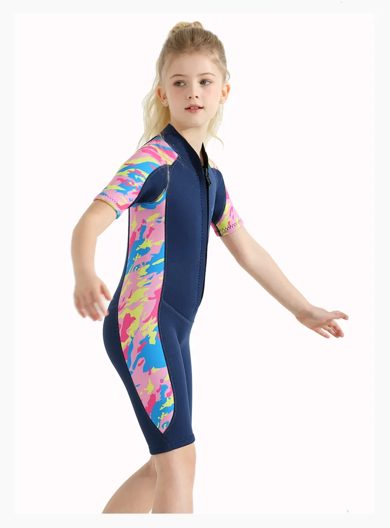 2mm Neoprene Swimsuit Girls Boys Wetsuits Shorty Kids Neoprene Suit Warming Suits Ultra Stretch Thermal Swimsuit Girls Boys Wets