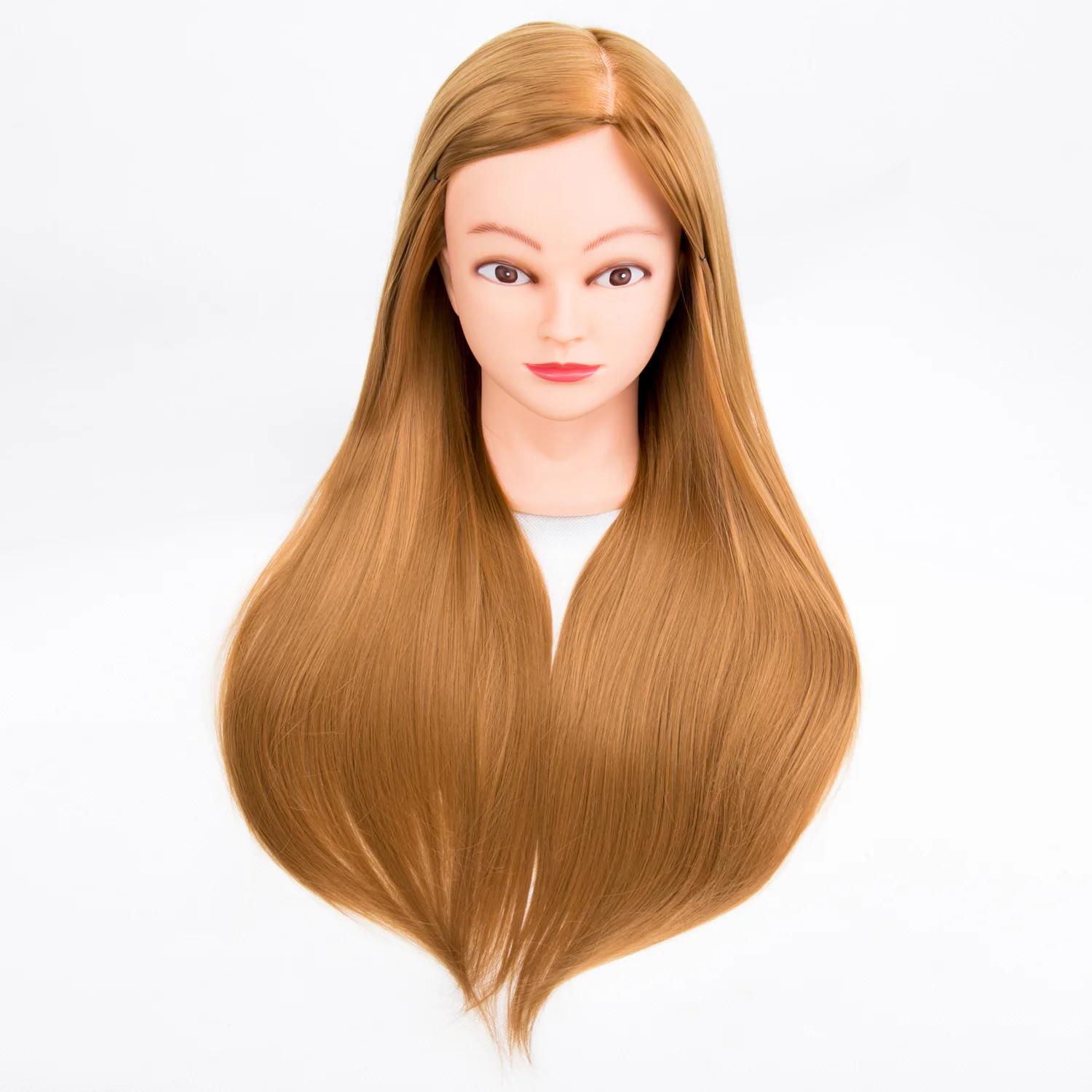 Female Synthetic Training Mannequin Manikin Head Wig Display Straight Golden Hair Table Mannequin Training Head For Hair Salon