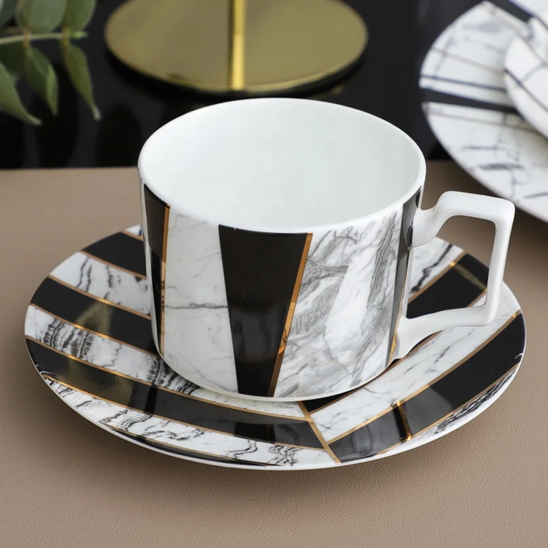 Керамические черные дизайнерские кофейные чашки с блюдцем 250 мл чайные чашки и блюдо для ресторанов
