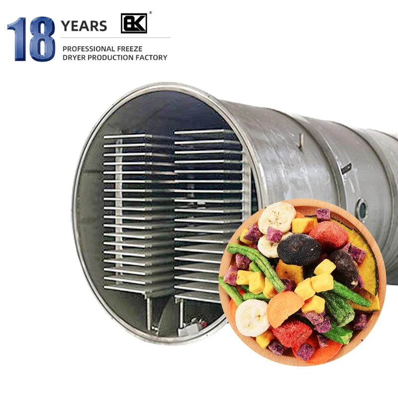 1000kg Food Vegetable Industrial mushroom Vacuum Fruit Lyophilizer freeze dryer with stoppering tray