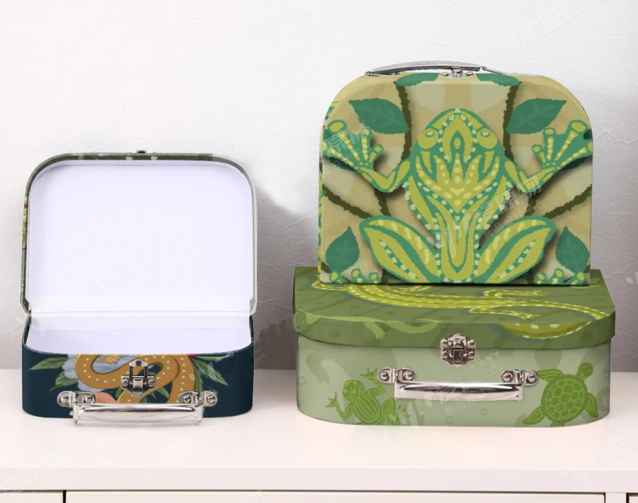 Custom New Design Lovely Children Toys Christmas Season Gift storage box paper suitcase Collection packaging box Store photos