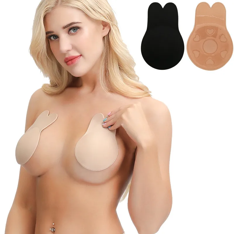 Women Female Breathable Nipple Invisible Silicone Rabbit Ears Breast Chest Stickers