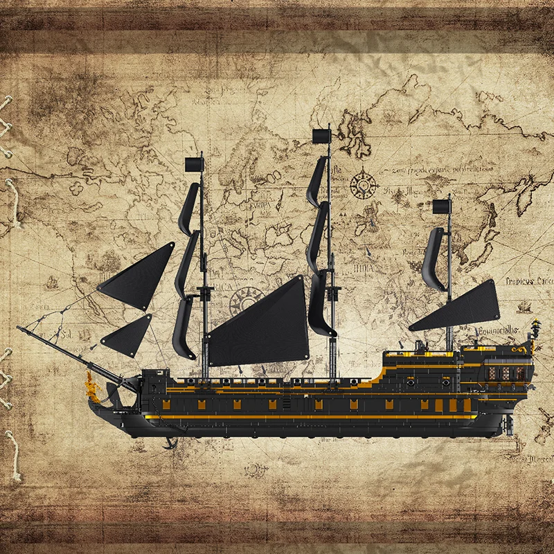 Mould King 13186 Black Pearl Pirates Ship Building Blocks MOC Bricks 5266PCS Model Kits Kids Educational Block