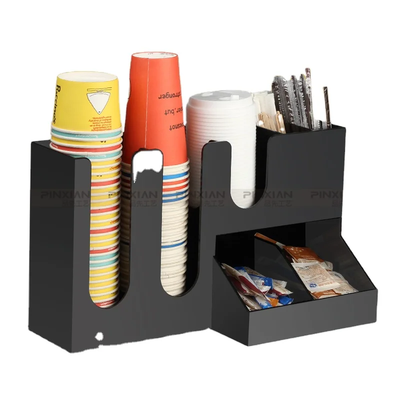 Wholesale paper cup dispenser Storage Coffee Condiment Organizer holder