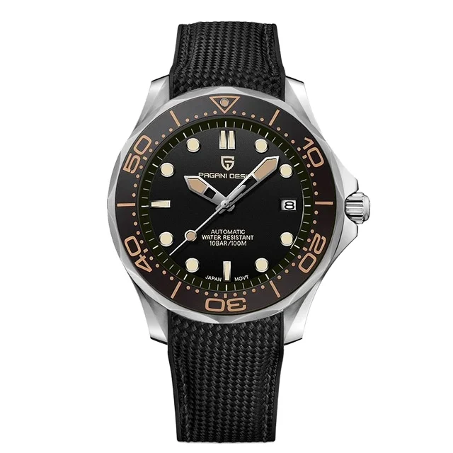 PAGANI NEW PD-1667 Sapphire Crystal Glass Men Automatic Watches Silicone Strap Luxury Commander Men Japan Movt Mechanical  Watch