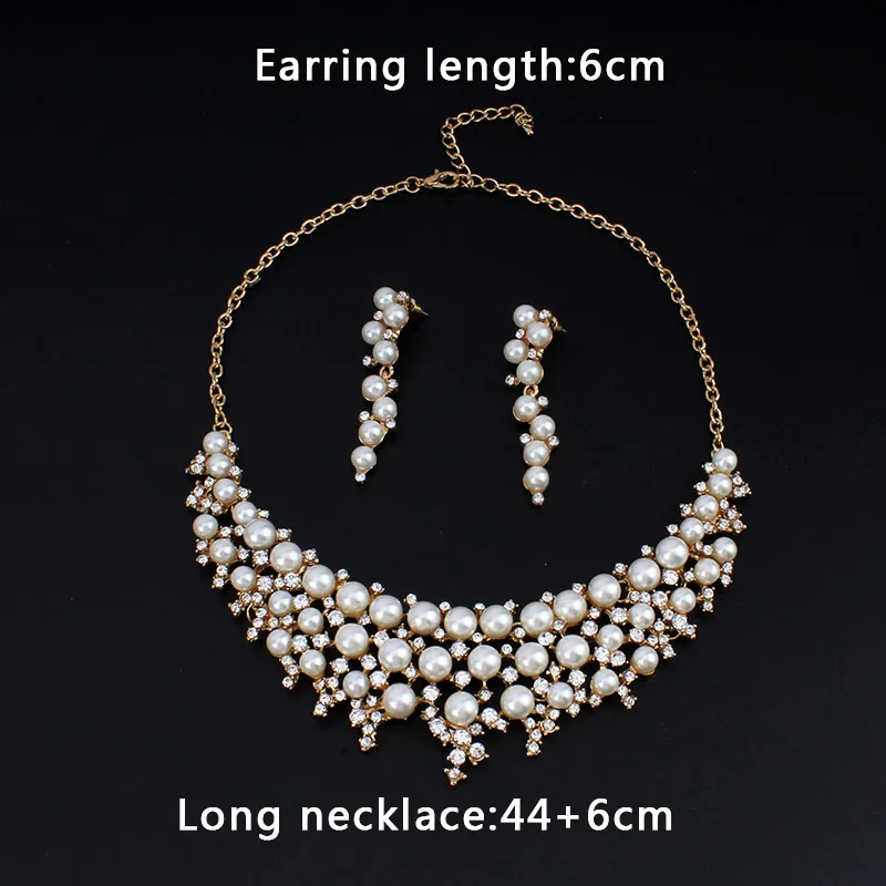 Multilayer pearl big pure round pearl necklace earring set bridal party accessories for wedding jewelry set