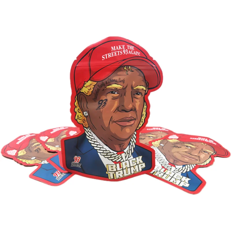 Custom LOGO Smell Proof special shaped zip lock bag plastic Resealable Child Proof holographic 3.5 die cut hologram mylar bags