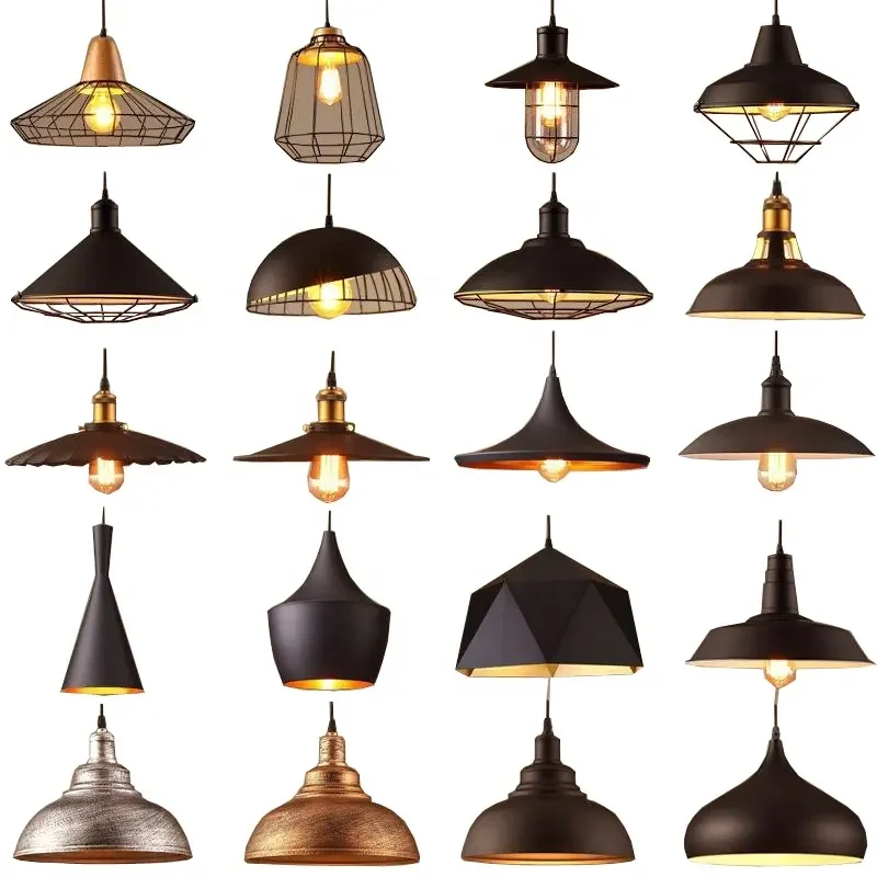 OEM Nordic Modern Vintage Iron Pendant Lampara Luxury Kitchen Light Chandelier with Industrial Lamp Shade for Hotel Use