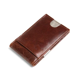 2021 Credit Card Holder RFID Blocking crazy horse leather money clip Slim  wallet  card holder