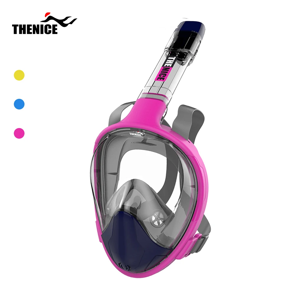 Anti Fog Full Face Dry Diving Mask Adult Underwater 180 Degree View Diving Snorkel Mask Swimming Full Face Snorkel Mask Set