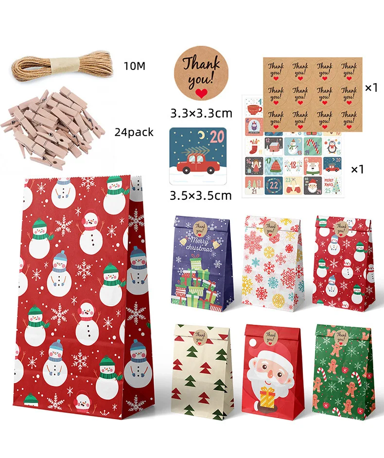 Fashion Design Halloween Christmas Festival  Sweet Flat Kraft Candy Party Bag with Lovely Sticker