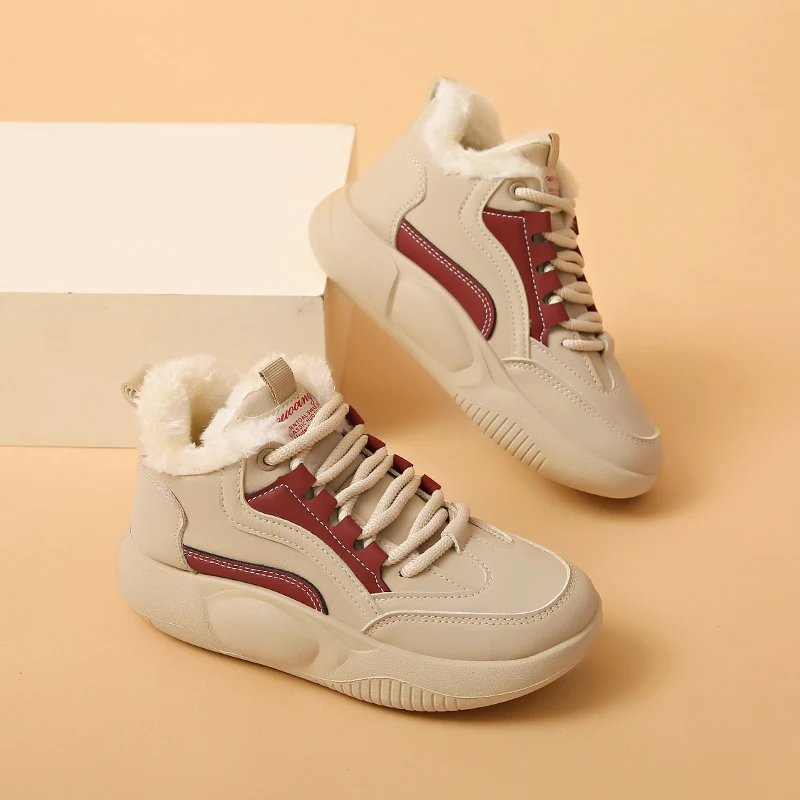 Wholesales Comfortable Snow Boots Women Warm Anti-Slip Thick Footwear Sneaker Cotton-padded Shoes Outdoor Walking Boots