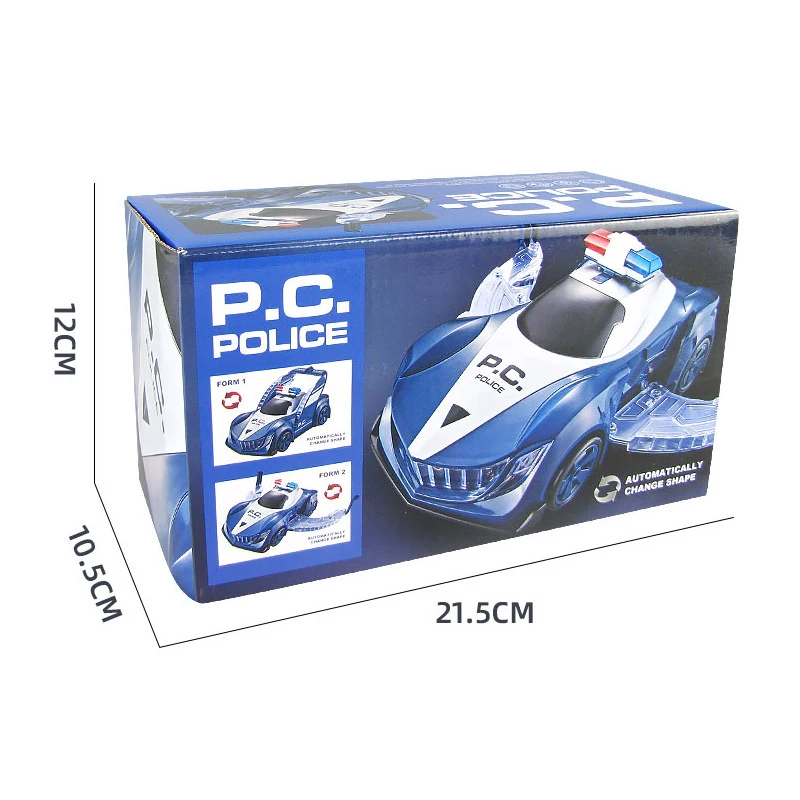 New electric rotating automatic deformation police car light music deformation flying car boy toy car