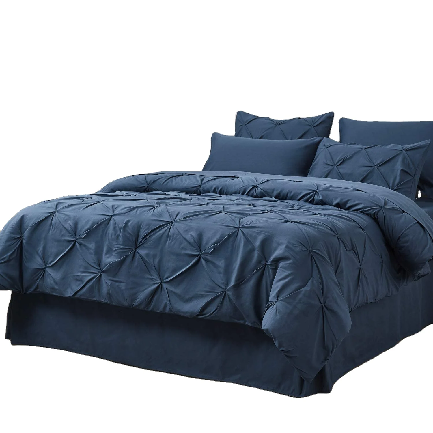 Navy Blue Bedding Comforter Sets 8 Pieces Pintuck Bed Comforters,Duvet quilt Sheets, Pillowcases & Shams