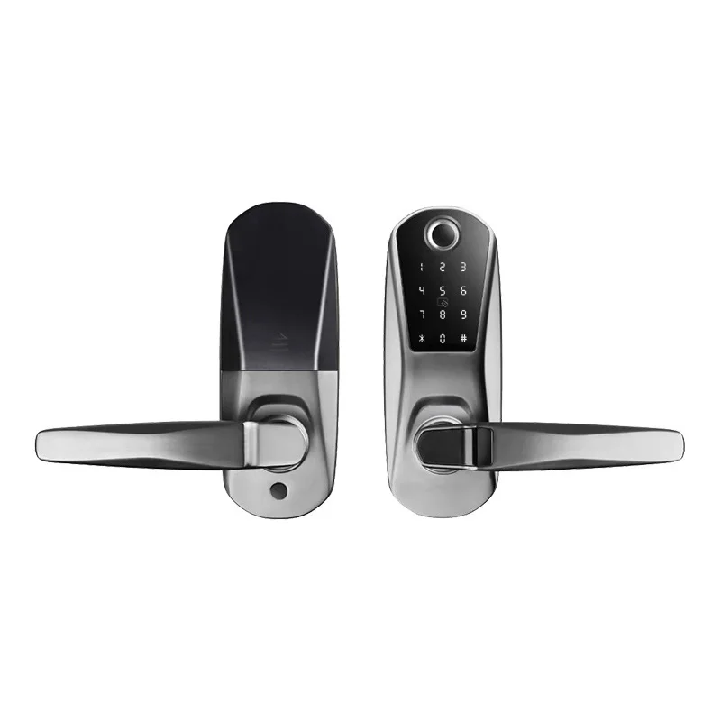 Interior Smart Lock Black Grey  Front Door Handle Door Phone Lock