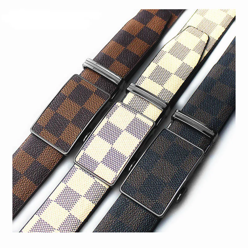 Модные мужские кожаные деловые автоматические дизайнерские ремни известного бренда для мужчин