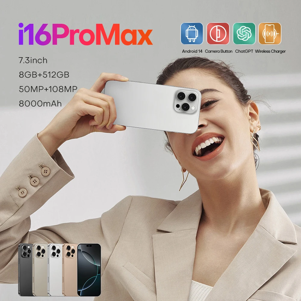 Оригинальный телефон i16 16 pro max neuf 6 7 дюймов 8 ГБ + 512 клон ioss смартфон 8-ядерный celulares разблокированный мобильный