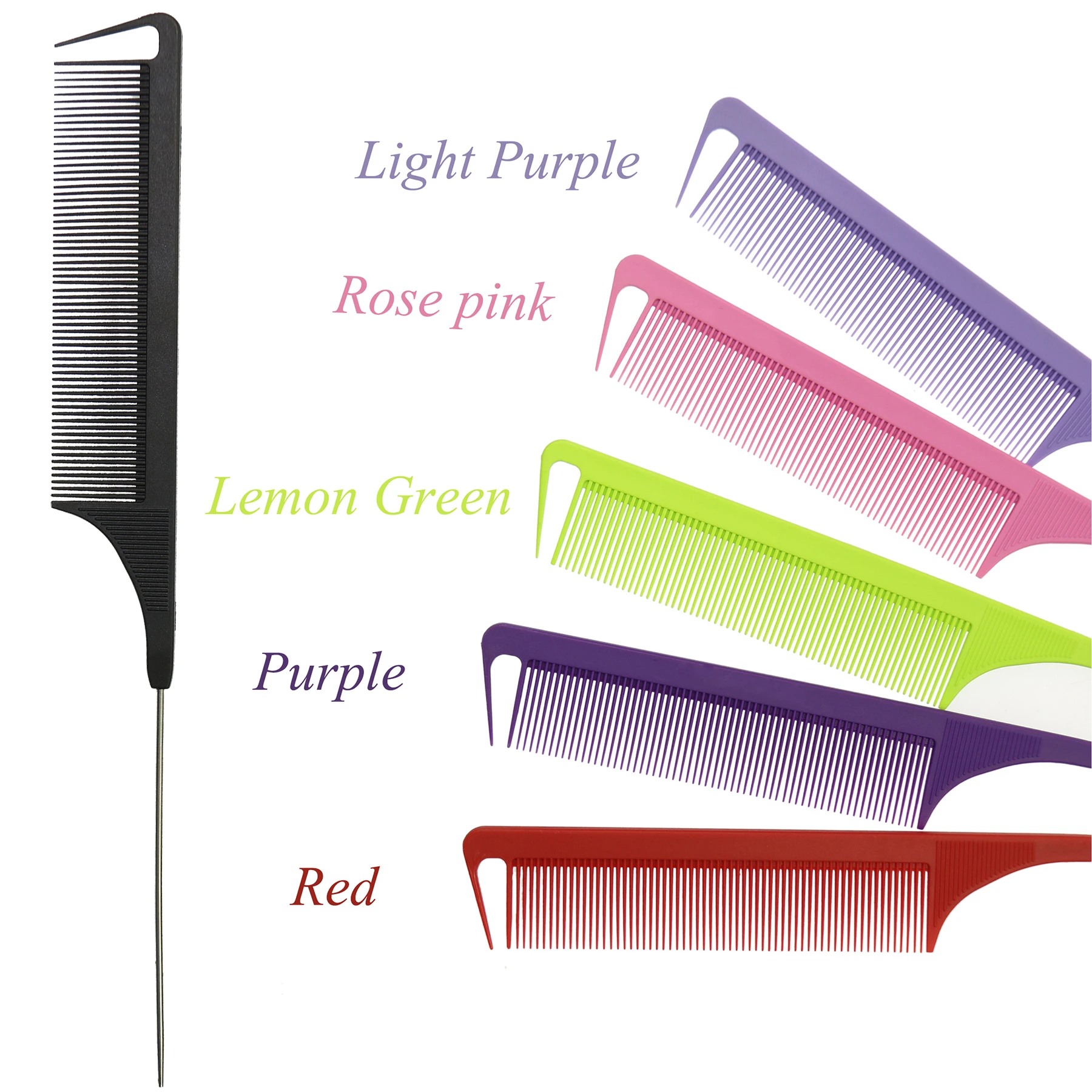 Rat Tail Comb Professional Carbon Sharp Braiding Combs Heat Resistant Parting Comb