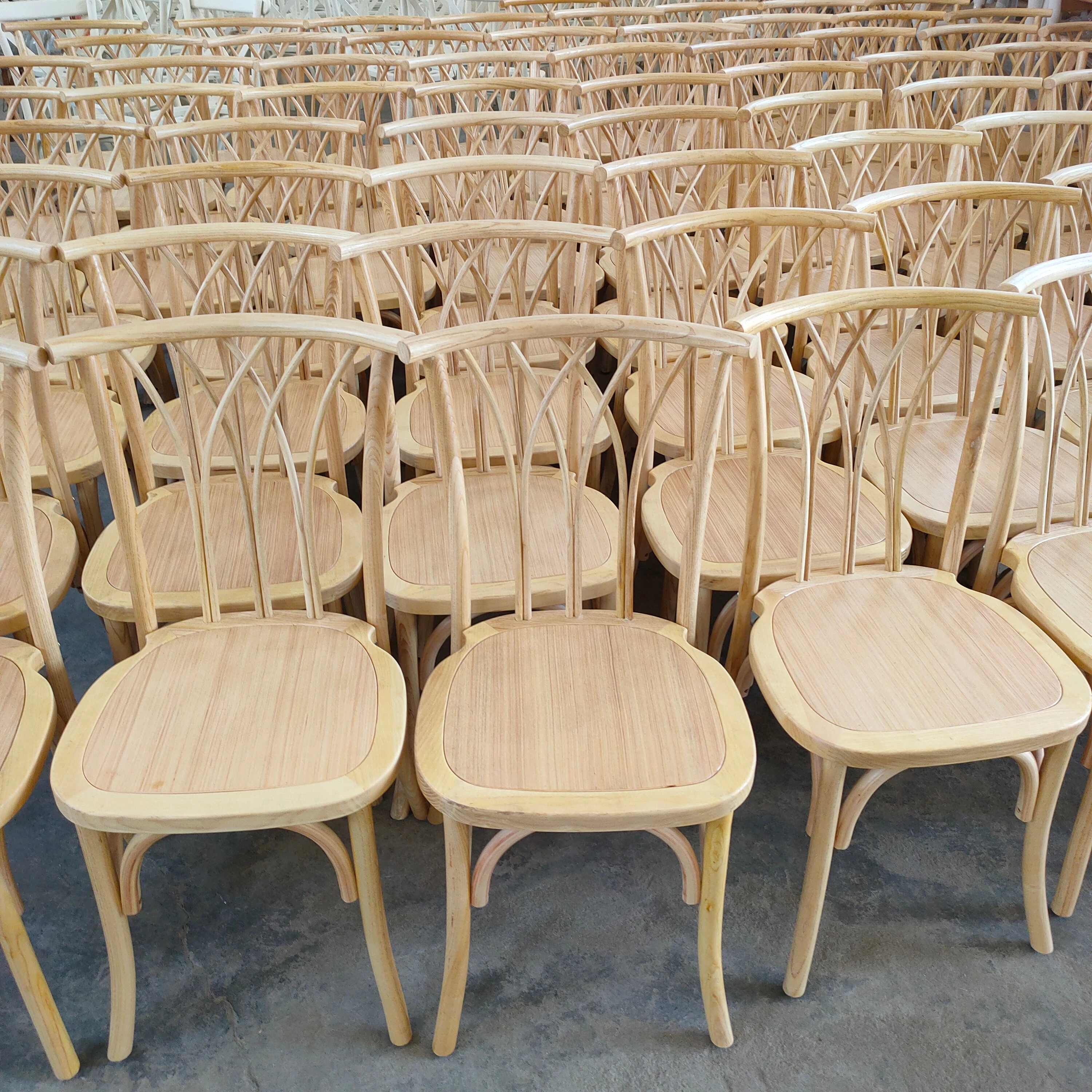Hot Sale Luxury Wedding Wing Chair Stackable Style Wooden Vintage Twig back chair with Rattan Seat