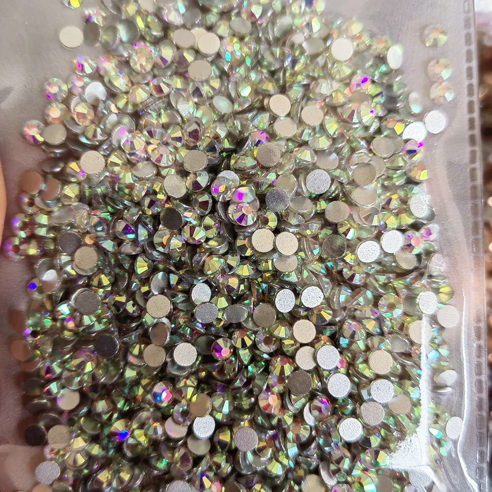 Hot sale ss6-ss30 Glass Transparent Rhinestones Non Hotfix Bulk Ab Crystal Flatback Cut Rhinestone Press On Nail arts