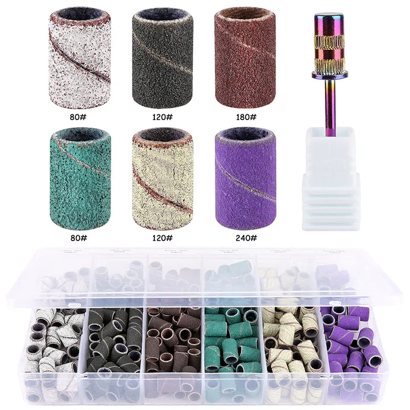 Wholesale White Zebra Sanding Bands Manicure Pedicure Tools Care Polishing Nails Drill Without Mandrel #80 #120 #180 #240