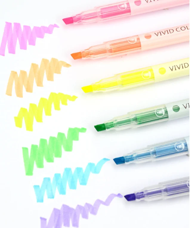 YIHENG High Quality highlighter Stationery Water-based dual-head highlighter marker pen 6 colors for children
