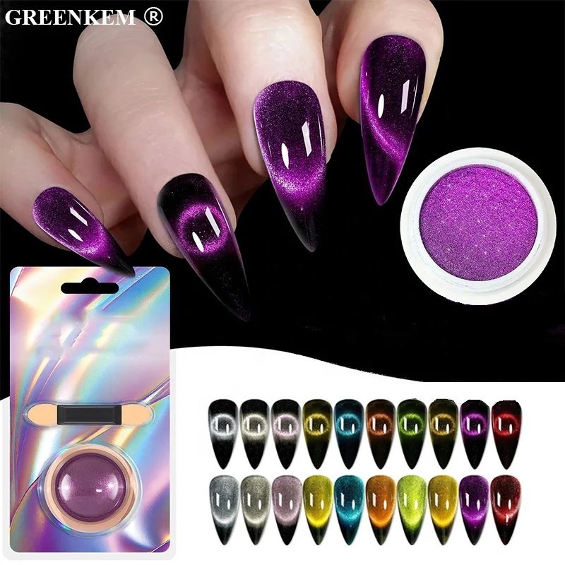 High Quality 9D Cat Eye Magnetic Nail Powder 10 Colors Mirror Magnetic Nail Pigments Powder DIY Nail Chrome Powder