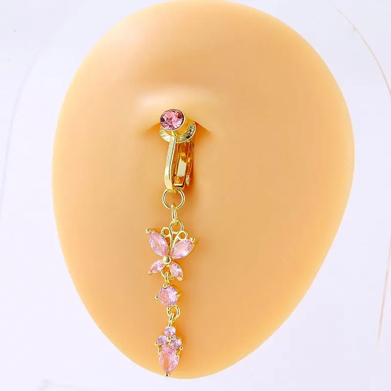 Multiple Styles Butterfly Heart Leaf Charm Clip On Belly Piercing 316L Copper Heart Belly Piercing /