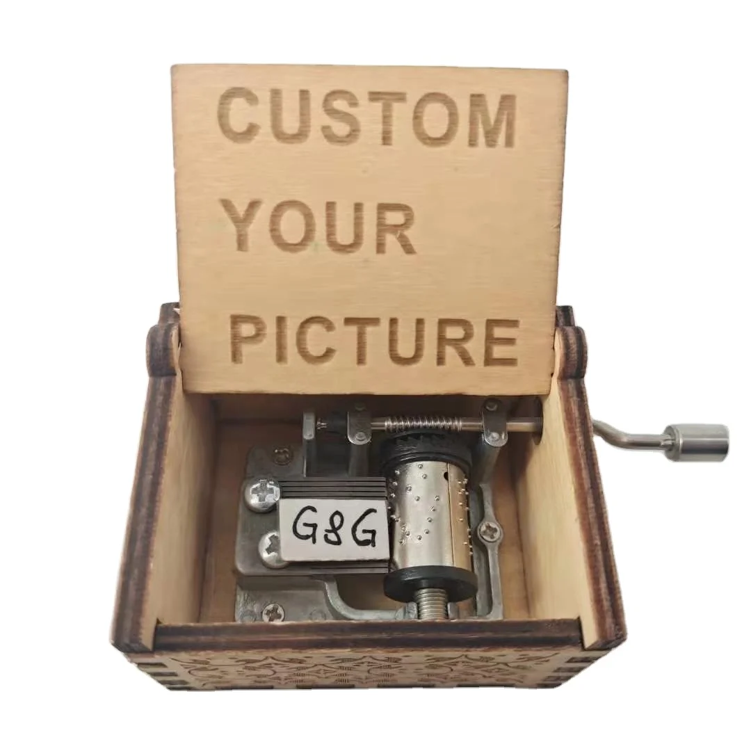 Фабричная деревянная музыкальная шкатулка с ручкой и логотипом на заказ, музыкальная шкатулка