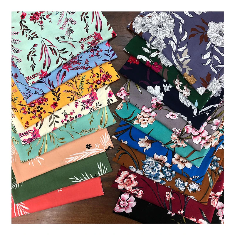 wholesale custom baati somali plain viscose challis Spun rayon flower printed fabric 100% rayon for dress