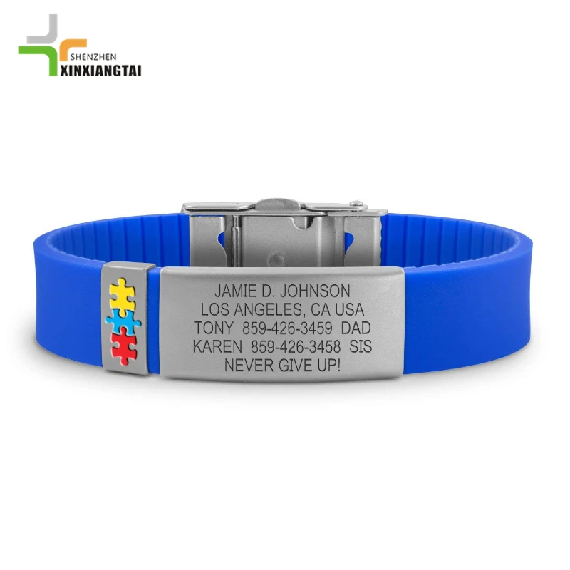 Cheap customized Personalized  bracelet custom silicone stainless steel  plate silicone bracelet