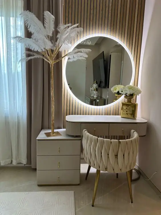 Makeup dresser dressing table wooden with mirror white dressing table