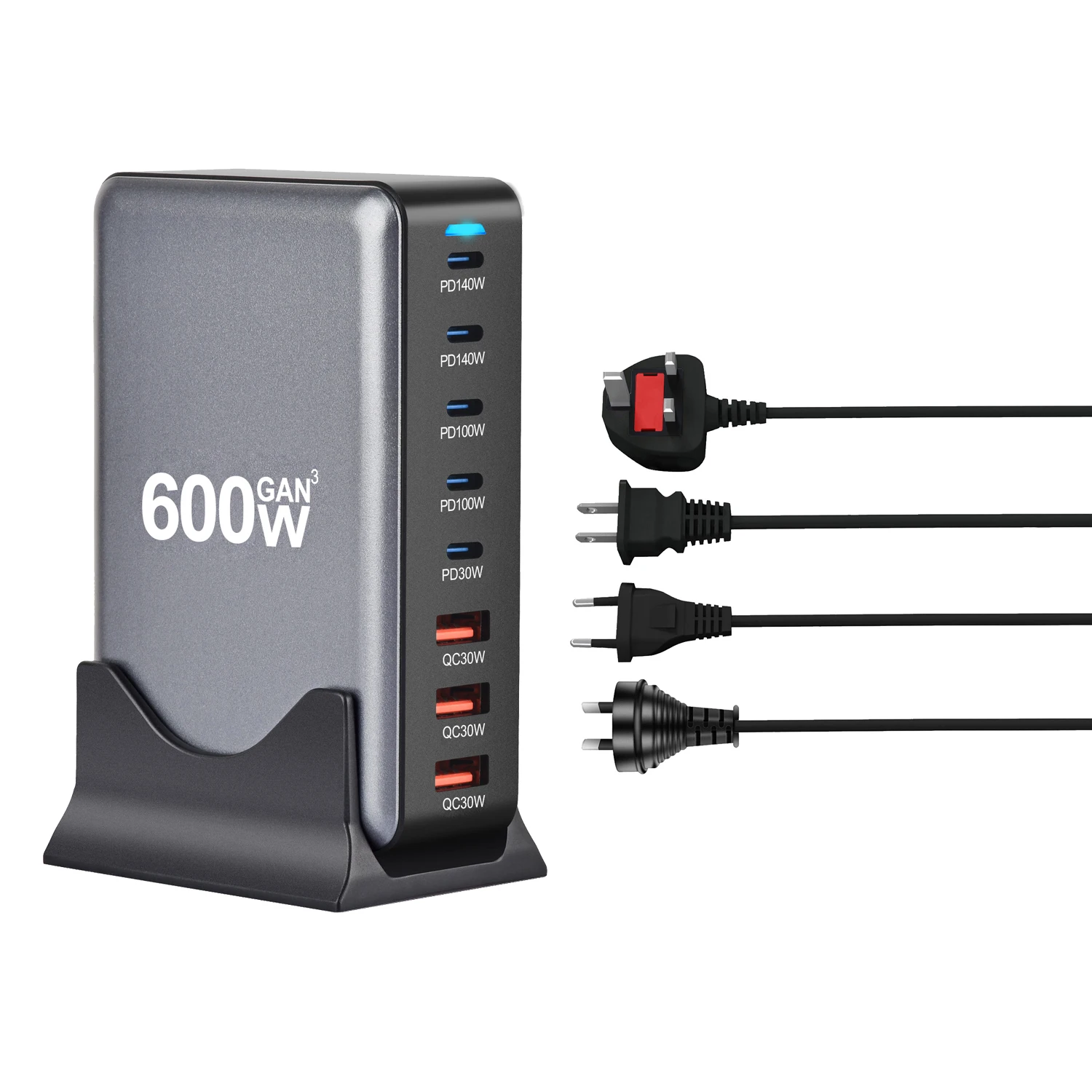 new USB C 600W Charger,8-Port PD 140W USB C Charging Station GaN III Fast Charging Station Hub Laptop Adapter ,QC 30W for Huawei