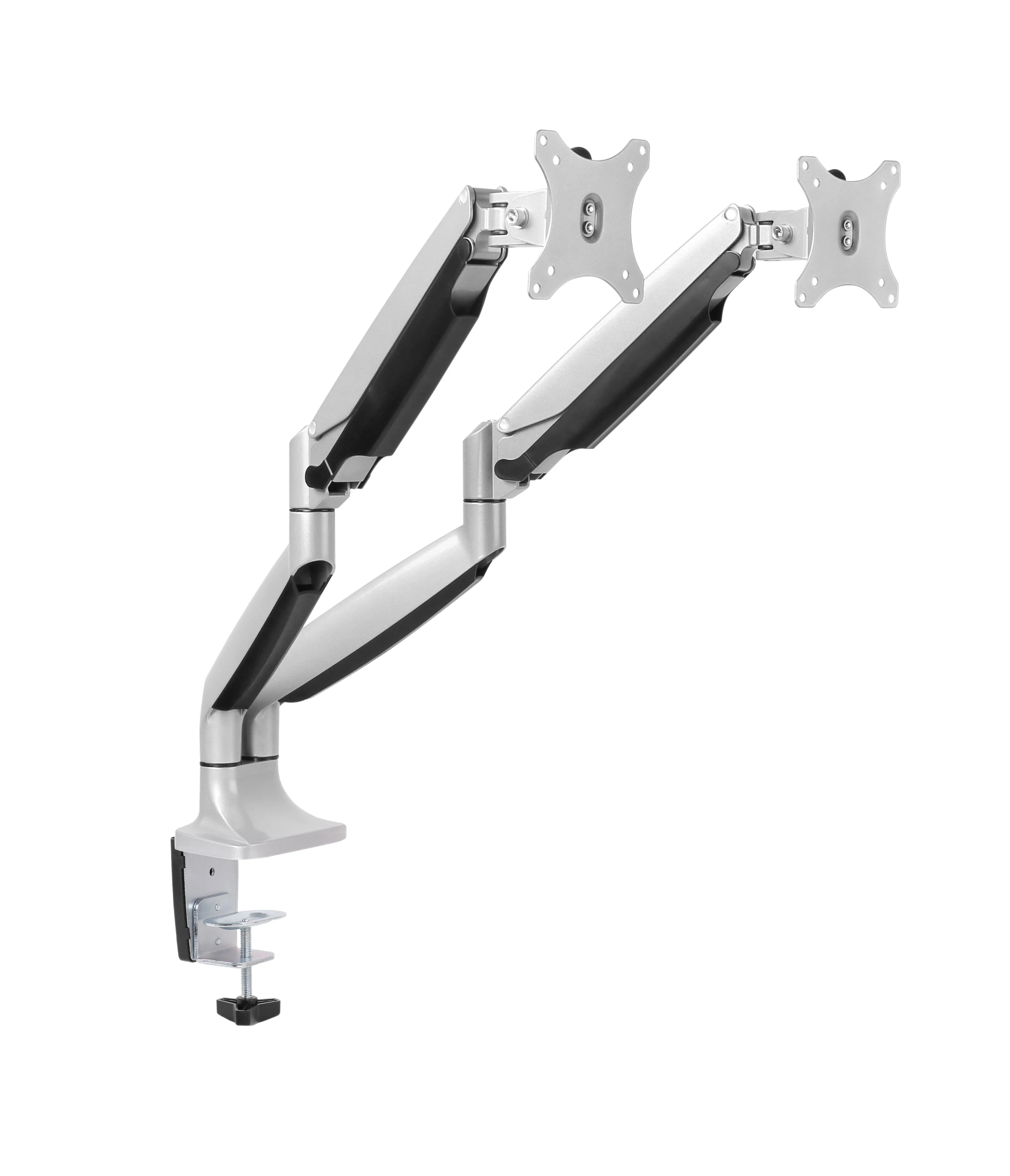 High Quality Adjustable Ergonomics  Aluminum Gas Spring Double Monitor Arm