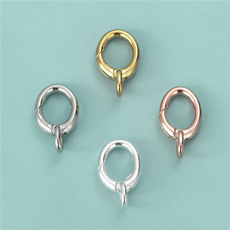 Wholesale 925 Sterling Silver Oval Spring Clasp Gold Plated Oval Ring Buckle For Bracelet Necklace Jewelry Making