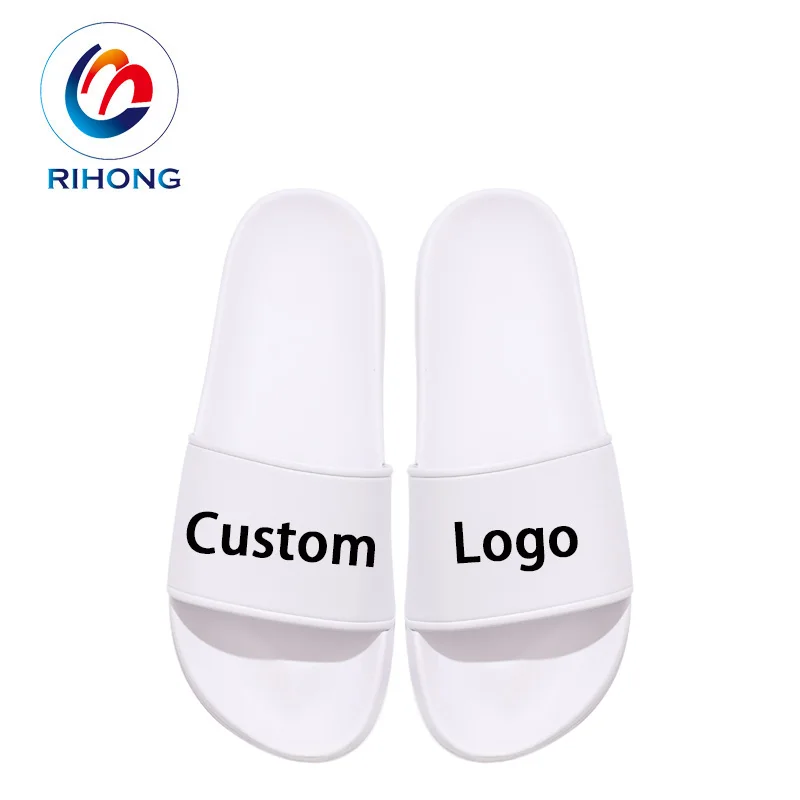 cheap wholesale summer beach flat sole women print designer shower slide logo customize sandal