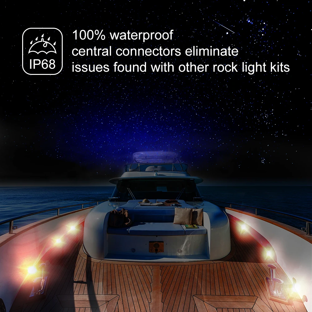 Amazon Top Sale 8 Pods RGB Rock Lights Waterproof Rf Control 12 Pod Led Rock Light Kit For Trucks SUV Car ATV UTV