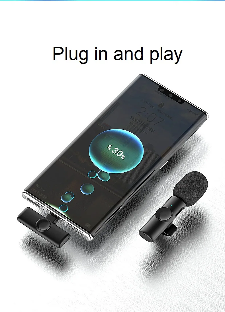 Professional Wireless Lavalier Microphone with Charging Case for Video Recording Vlog Live Streaming Broadcast