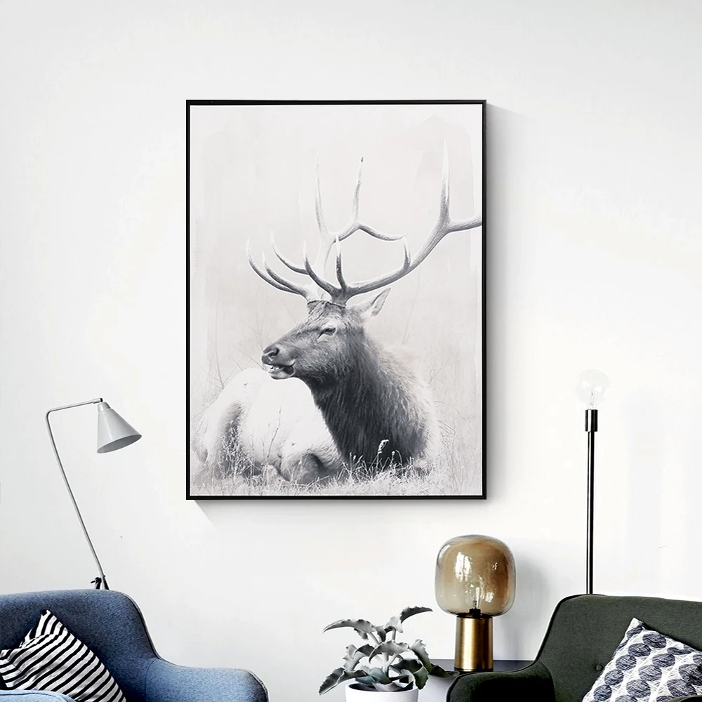 
Customize modern animal art black and white design floating picture canvas print with frame 