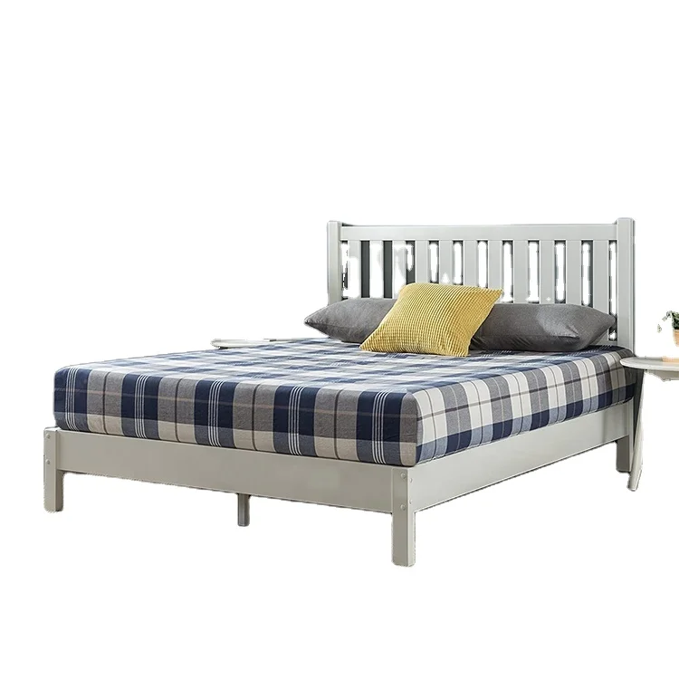 White wood bed king size bedroom bed wooden furniture beds