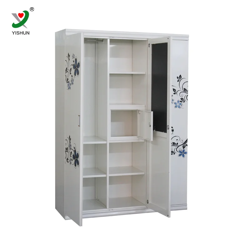 Home Baby bedroom iron triple door steel almirah wardrobe