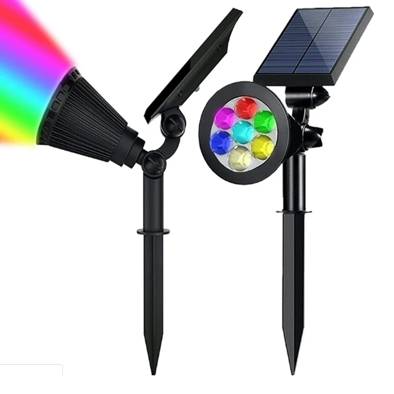 Durable Solar Spotlight 7Pcs Lamp Beads Polysilicon Panel Waterproof Outdoor Lights For Garden Tree
